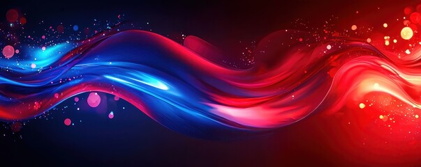 Poster - Dynamic abstract waves digital art vibrant colors creative environment artistic perspective