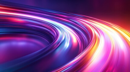Leinwandbilder - Dynamic light trails in urban nightscape abstract art vibrant colors digital design perspective