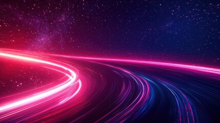 Poster - Dynamic light trails in a cosmic landscape outer space digital art night sky abstract concept