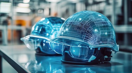 Poster - High-Tech Smart Helmets for Engineers with Advanced Display Features