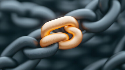 Poster - Golden Link in a Dark Grey Chain: Close-up View