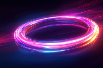 Leinwandbilder - Exploring dynamic light rings abstract art in a futuristic setting
