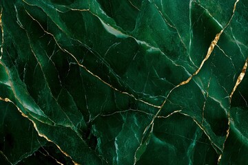 Aufkleber - Emerald green marble with gold veins texture background for luxurious home decor