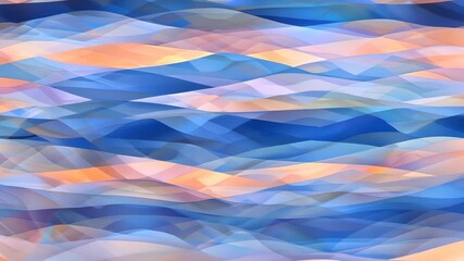 Poster - Vibrant waves of blue and orange swirl together, capturing the calm beauty of an ocean landscape at dawn
