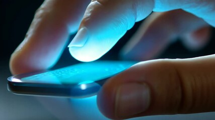 Poster - Closeup of a Person Texting on a Smartphone With a Pointed Finger Generative AI