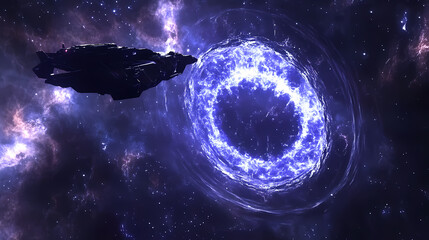 Wall Mural - cosmic gateway and alien spaceship