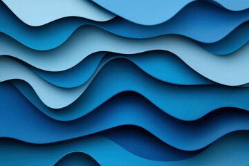 Aufkleber - Blue Wavy Layers Background, paper style with layered effect for graphic design projects