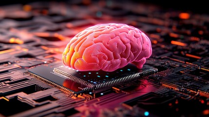 Poster - Human Brain on Microchip Circuit Board Artificial Intelligence Concept