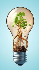 Fototapete - Innovative Concept of Nature Inside a Light Bulb Representing Growth and Sustainability