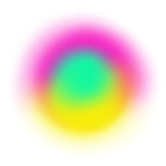 Aufkleber - Multicolor neon abstract gradient shape with central turquoise glow with noise and blur effects on transparent background