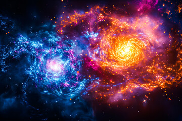 Wall Mural - Fiery Galactic Collision in Space