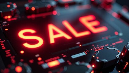 Glowing SALE button on digital display screen