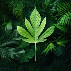 Poster - Lush Green Tropical Foliage Vibrant Leaves Background for Nature Designs