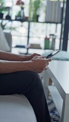 Fototapete - Businessman typing hands and phone internet for social media