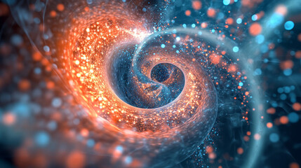 Aufkleber - Cyber structure 3D illustration. Nano space medical research and futuristic discoveries. DNA code in digital dimension. Vortex data flows