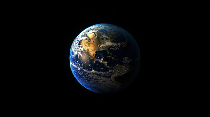 Poster - Planet Earth 3D illustration. Transparent pixel map with luminous elements on a dark abstract background. Technologies of global digital modernization. Visual concept on the future of mankind
