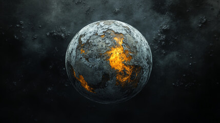 Poster - Planet Earth 3D illustration. Transparent pixel map with luminous elements on a dark abstract background. Technologies of global digital modernization. Visual concept on the future of mankind