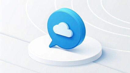 Fototapete - Cloud Communication Icon: A 3D rendered cloud communication icon stands as a symbol of digital connectivity, data storage, and seamless exchange. Its soft.