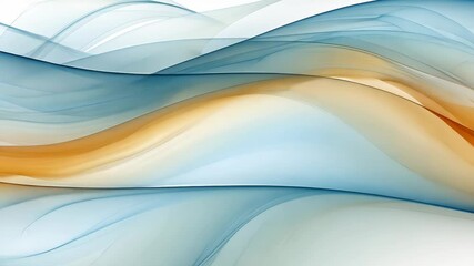Poster - An abstract composition features smooth flowing waves in shades of blue and orange, creating a soothing atmosphere and visual appeal