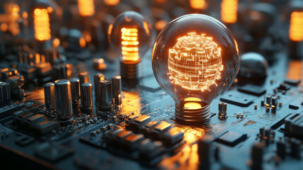Poster - Big Data concept. Neon light flashes on a technological background. 3D illustration