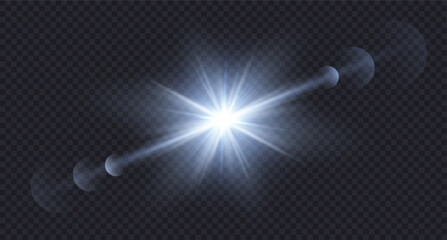 Wall Mural - realistic flashlight with bokeh effect on transparent background, glowing light burst with radiant b