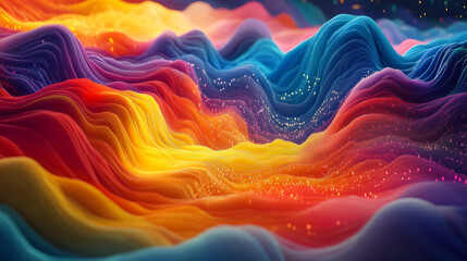 Poster - Big data funnel. Information waves, analytics data, field of successive points, data flow, neon light, cyber structure of computer systems 3D illustration