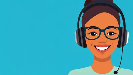Poster - Smiling Business Woman With Headset Engaging in Customer Support Generative AI