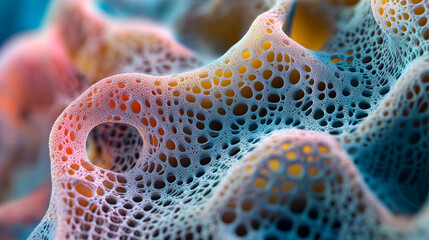 Poster - Nano molecular mesh design. Under microscope. 3D illustration of an abstract molecular formula