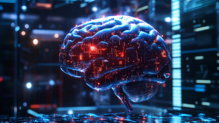 Poster - AI brain, mind, artificial intelligence 3D illustration. Technology and science concepts of future