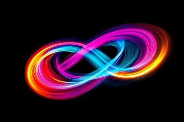 Poster - Abstract colorful infinity symbol on black background.