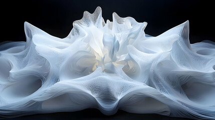 Poster - Abstract White 3D Sculpture with Organic Forms and Textured Surface
