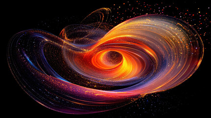 Poster - Digital mind concept. Abstract cyber synthetics 3D illustration. Funnel, whirlpool, big data flow. High-tech analytics and business strategy