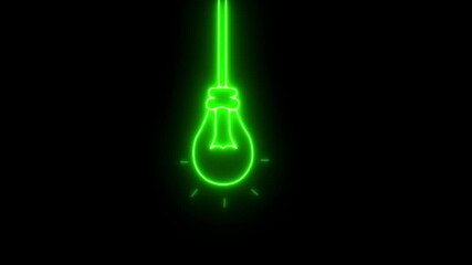 Wall Mural - electric neon bulb icon animation. digital light bulb icon hologram on future tech background.