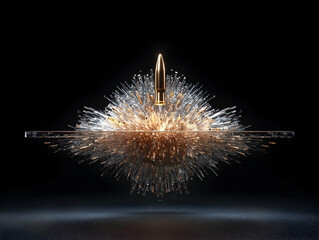 Poster - Golden Bullet Explosion Abstract Dark Background