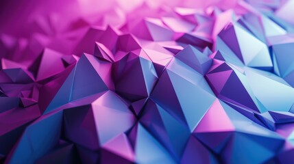 Poster - Abstract geometric shapes in shades of purple and blue. 3D design background. Background image of 3D rendering artwork of cube or geometric shape from wall with gradient blue and purple color. AIG51.