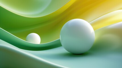 Poster - Abstract flowing fabric like waves in green and yellow tones. Modern background design for art and print. Background image of 3D rendering with abstract wave texture gradient vibrant color. AIG51.