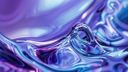 Fototapete - Liquid texture in blue and purple with reflections. Close up abstract photograph. Abstract artwork of blue and purple watercolor mixing together. Macro shot of vibrant color mixing together. AIG51.
