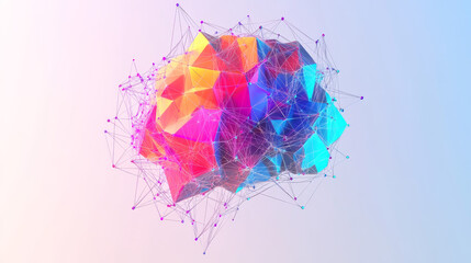 Poster - global network 3d illustration. visualization of neural connections in artificial intelligence. abst