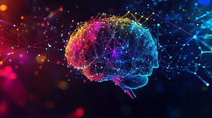 Poster - global network 3d illustration. visualization of neural connections in artificial intelligence. abst
