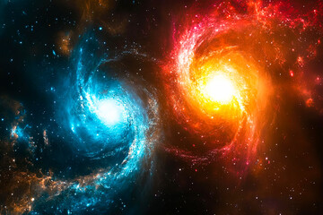 Wall Mural - Dual Spiral Galaxies in Space