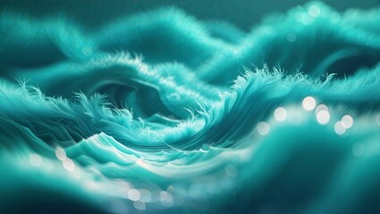 Poster - vibrant turquoise waves undulating gracefully in a serene ocean landscape at dusk