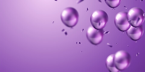 Wall Mural - banner template vector background design purple 3d balloon beautiful illustration