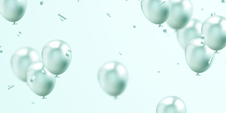 Banner template vector background design beautiful green watercolor 3d balloon illustration
