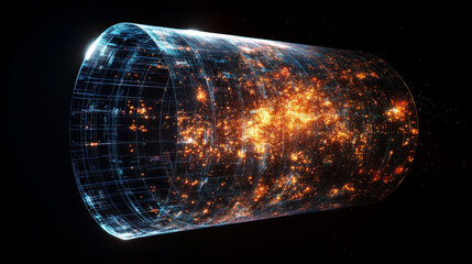 Poster - digital technology. artificial intelligence and world of future. color spectrum of big bang. global 