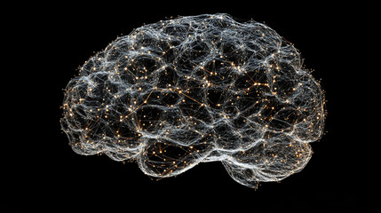Poster - Artificial Intelligence. Creation of a computer brain. Digital neural networks. 3D illustration on a technological background