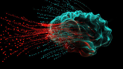 Poster - Artificial intelligence, AI, cyber brain. Digital mind 3D illustration. Neural connections and data analysis network structure