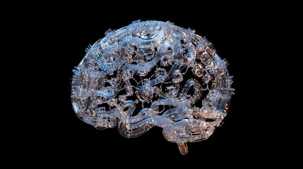 Poster - Artificial Intelligence. Digital brain. Computer mind. 3D illustration of a cyber-future. Neural circuits of the artificial brain in cyberspace