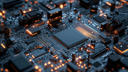Poster - AI, digital mind, artificial intelligence, computer brain, quantum processor, CPU, neural networks. Digital database of future 3D illustration on a technological background