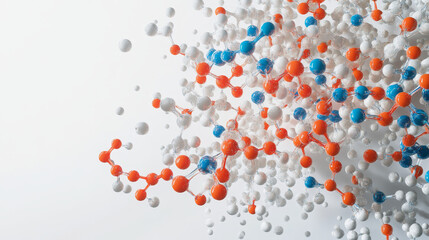 Poster - AI technology. Abstract model molecule. Digital technologies in genetic engineering. Crystal lattice structure. Research in molecular synthesis. 3D illustration with HUD element
