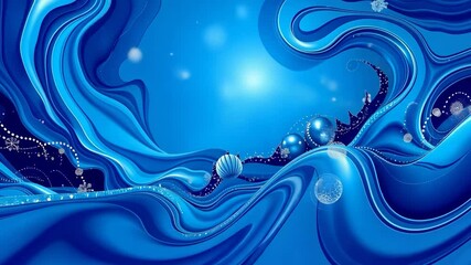 Wall Mural - abstract blue background with flowing shapes and festive ornaments